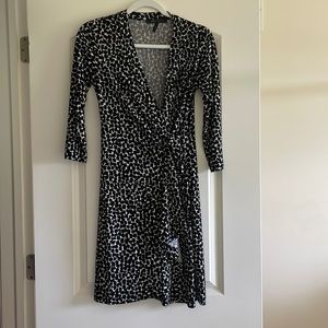 BCBG Maxazria black and white wrap dress
